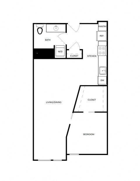 a floor plan of a house with a bedroom and a living room